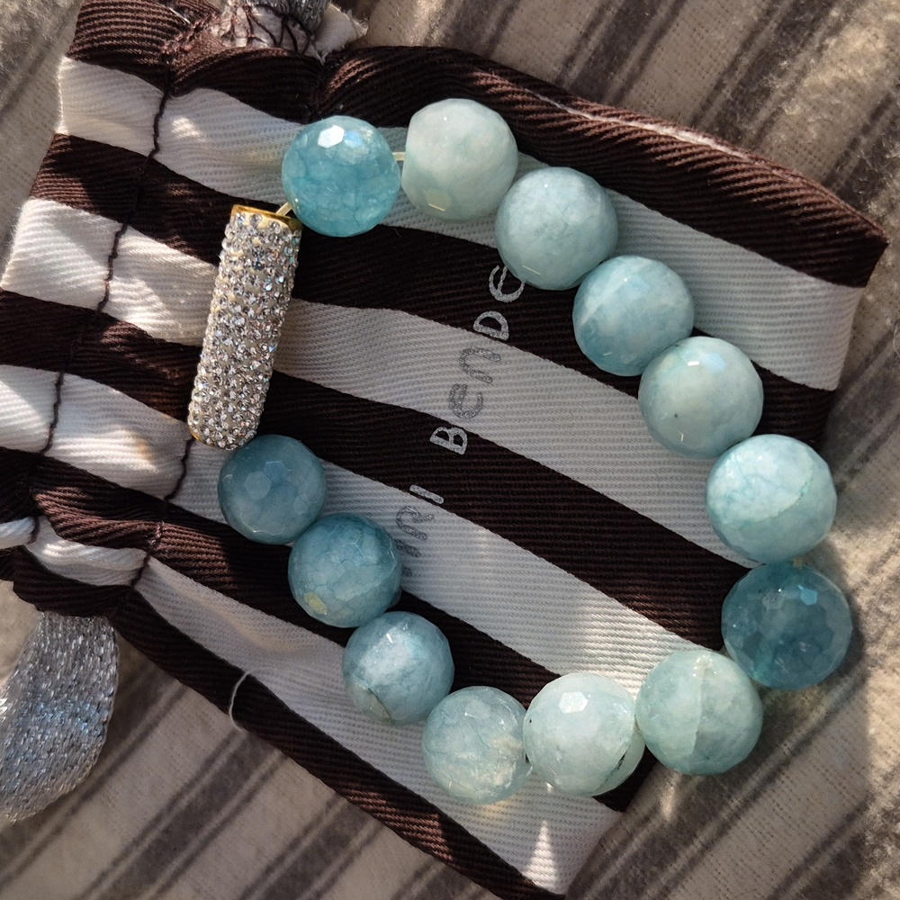 Henri Bendel Aquamarine Beaded Bracelet with Crystal Accent